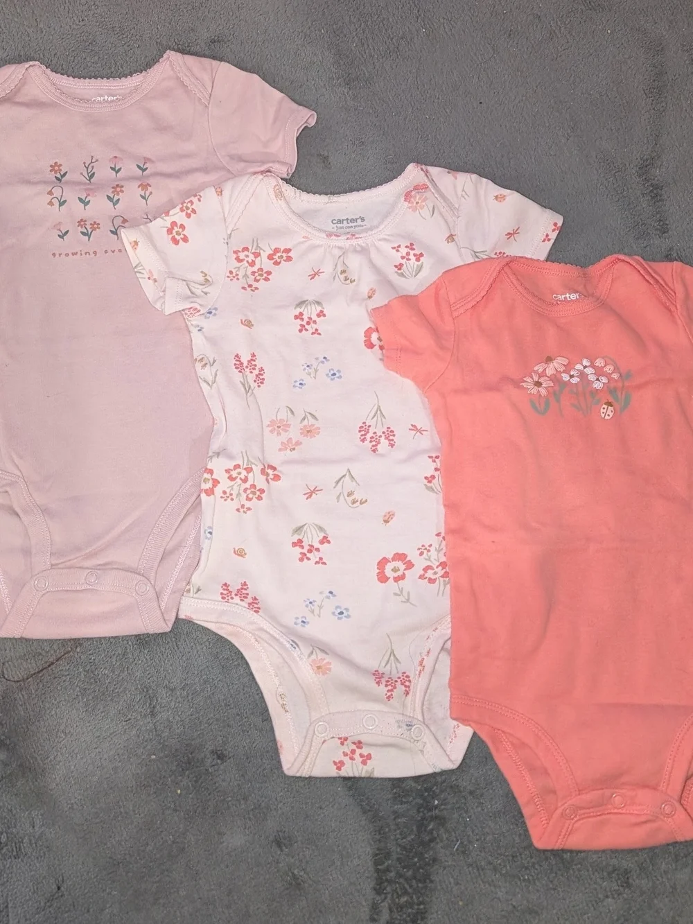 Carter's Baby Girls Short Sleeve Floral One-Piece Bodysuits Set